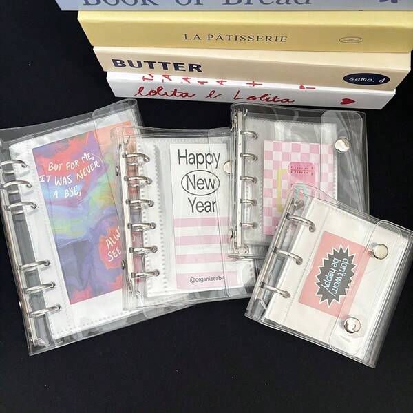 A8/A6/A7/M5 Double Buckle Binder Covers, Clear Loose Leaf Case, DIY Refill Sleeves Notebooks, Collect Book Organizer