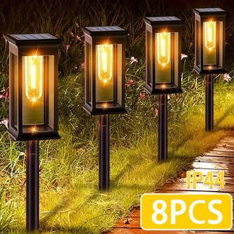 1/8 st uppgraderade solcellslampor för utomhusbruk, stora LED-solcellslampor för utomhusbruk, superljusa solcellslampor för trädgården, solcellslampor för landskapsarkitektur och trädgårdsgång, varmvit