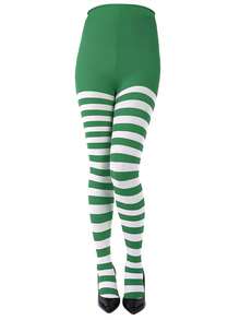 1pc Thin Striped Colorful Party Tights For Christmas & Halloween, Fashion Dance-Wear Costume Prop, Suitable For 40-60kg, Cozy