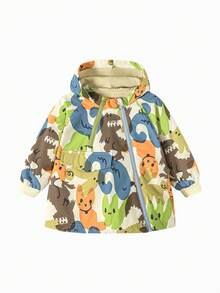 mini bala Boys Soft Faux Leather Hoodie Windproof Soft Cozy Stylish Outdoor Top - Flower Green Tone - View 4