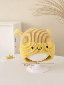 1 pièce Bonnet bébé tricoté style dessin animé, épais et chaud, coupe-vent, nouveau style automne/hiver pour tout-petits de 1 à 2 ans