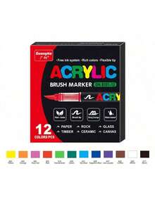 GuangNa 12/24/36/48/60/72/100/120/168/200/240/288 Colors Stylish Liquid Acrylic Marker With Personalized Soft Nib Design Colored Ink Pen For Calligraphy, Drawing And Coloring Essential Watercolor Pen - School Supplies Marker , Back To School Gifts