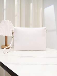 Women's New Fashion Gold Embossed PU Minimalist Clutch Bag, Envelope Wallet, Suitable For Ladies, Girls, Evening, Party, Shopping, Daily Commute, Travel And Other Occasions - White - View 4