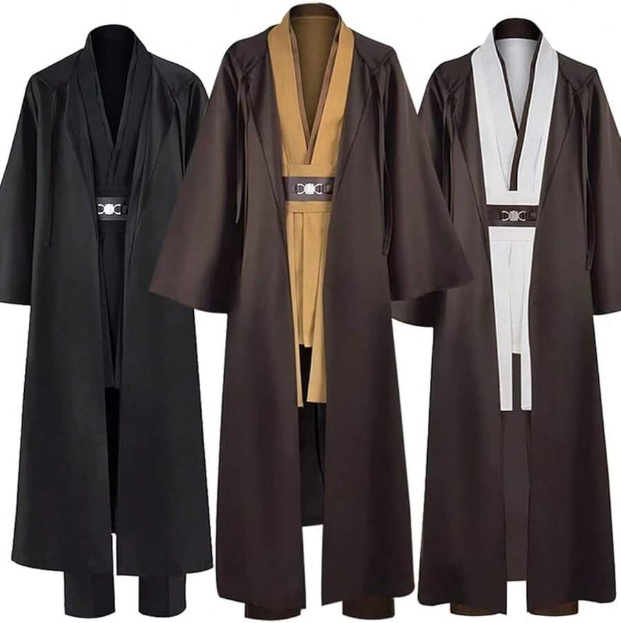 Anakin Costume Adult Men Tunic Hooded Robe Outfits Halloween Cosplay Uniform - 白色 - 查看 1