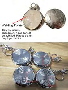 1PC Mini Cigarette Ashtray With Key Chain Smoking Accessories Stainless Steel Portable Round Shaped Silver Cigarette Supplies(Random Pattern)(Keychain Random) - Silver - View 8