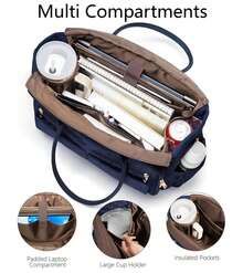  Teacher Tote Bag 15.6 Inch Laptop Bag For Women Work Bag Laptop Tote Nurse Bag Professional Computer Messenger Bag, Laptop Briefcase For Office, College, Nursing, Large Utility Tote Messenger Shoulder Bag, Best Teachers Day Gift ﻿ - 藏蓝色 - 查看 3