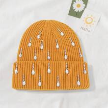 Knit Rhinestone Embellished Hat For Women, Winter Warm Beanies Cap For Outdoor Shopping, Dating, Ski - Màu vàng - Xem 1