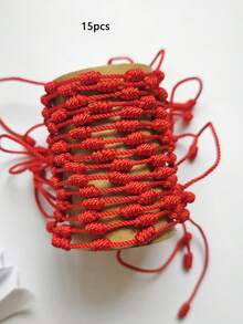 24pcs/15pcs Adjustable Red Rope Bracelet Set, Handmade 7-Knot Bracelets, Classic Stackable Bracelets, Fashion Bracelet Accessories, Suitable For Couples And Friends, Friendship Bracelets, Couples Bracelets, Red Rope Lucky Bracelet Set, Card Packaging, Suitable For Gifts Or Daily Wear - Bracelet Set - View 8