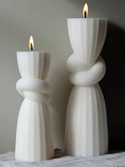 1pc Scented Candle, 1pc Christmas Gift Scented Candle, Geometric Cylinder & Cone Cute Soy Wax Candle, White French Vanilla Scented, Best Companion Gift For Decorative Candles, Wedding Gift For Her, Christmas Cone Candle Christmas Decor, Scented Home Decor, Christmas Gift Geometric Cylinder & Cone Cute Soy Wax Candle