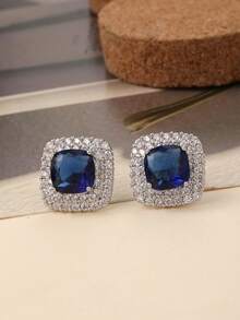 2 Stücke vintage quadratische Zirkonia besetzte charmante funkelnde Hip-Hop-Stil Ohrringe, elegante Unisex-Ohrringe geeignet für Halloween, Weihnachten, Saudi-Nationalfeiertag