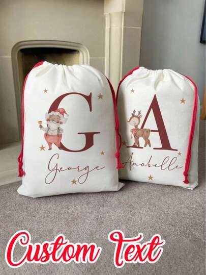 1pc- Custom Santa Claus Sacks, Personalized Christmas Gift Bags, Christmas Eve Gift Bags, Christmas Decorations, Personalized Gifts