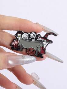 QIHOO Broche de Esmalte de Filmes de Terror Animados, Monstro Esqueleto de Halloween, Broche de Lapela, Mochila, Distintivo, Joia, Presente para Amigos - Multicolorido - Visão 4