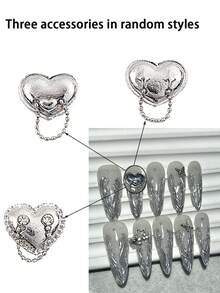 10PCS Gradient Silver Vine Gilt Heart Long Tip Press On Nails Stars Butterfly Diamonds Fake Nails Y2K Cool Handmade Press On Nails Press On Nails Long Nail Supplies (1 Sheets Jelly Stickers+1PC Nail File)