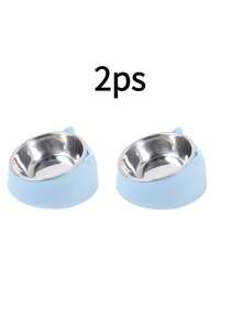 A Detachable And Washable 15° Cute Cat Design Stainless Steel Pet Cat Bowl With A Tilted Neck Protection.