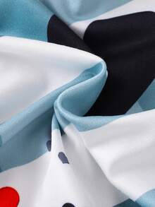 New Boys Pyjama Set Blue And White Striped Heart Print Boys Dressing Gown Casual And Comfortable Home Clothes Round Neck Long Sleeve Two Pieces Suit