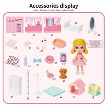 DIY Mini Haus Bau Miniatur Set mit Möbeln, kreatives Zimmer Mini Puppenhaus, kreatives Spielzeug Heim Dekoration einzigartiges Hobby Geschenk - Verschiedenfarbig - Übersicht 9