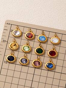 12岁生日石吊坠，适合DIY项链、手链、耳环、包包链、钥匙扣等饰品制作。吊坠采用不锈钢材质，镶嵌彩色锆石，并镀18K金。可作为礼物送给妻子、母亲、女友，或用作女士饰品、DIY手工艺品、钥匙扣配件等。 - 彩色 - 查看 3