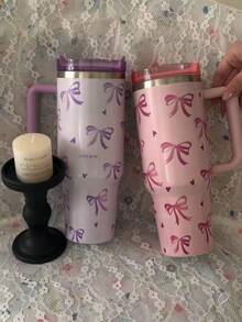 1 件 40 盎司/14 盎司印花不锈钢带手柄保温咖啡杯，便携式保温水杯，非常适合家庭、办公室、礼物、汽车、运动、送给家人和朋友的礼物、圣诞礼物 - 彩色 - 查看 4