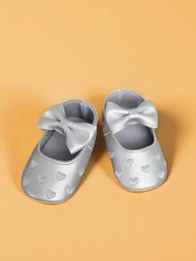 1 par de zapatos planos elegantes, suaves y antideslizantes de moda para niñas bebé/niñas pequeñas, para primavera/otoño - Plateado - Ver 3