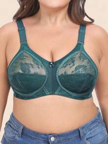 1pc Women's Ultra-Thin Lace Bra, Breathable Sexy Minimalist Style Plus Size Bra For Sleeping, Home, Office, Outdoor Wear, Lift