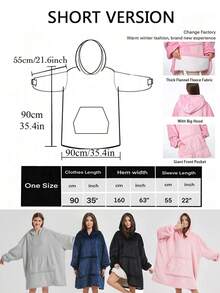 1 Sets Of Wearable Blanket Hoodie For Women And Men, Oversized Hooded Blankets Sweatshirt, Cozy And Warm Fleece Blanket With Sleeves And Giant Pocket For Adults And Kids,Cozy Hooded Blanket As A Gift Indoor & Outdoor - Multicolor - View 9