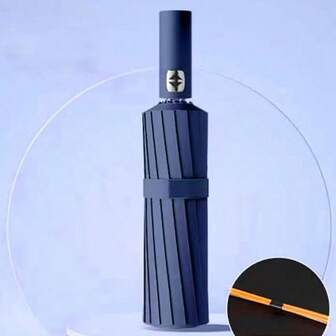 1pc Waterproof & Windproof Large Automatic Folding Umbrella With UV Protection, Durable Compact Unisex Umbrella For Leisure