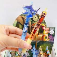 6/10pcs Foreign Mountain And Sea Classic Neutral Pen, Elementary School Student Version Ballpoint Pen, Divine Beast Doll Pen, Wooden Stick Man Shark Pen, Suitable For Office And Holiday Gifts, Birthday Gifts, Etc
