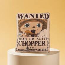 Miniso One Piece Classic Series - 16 - Inch Chopper Throw Pillow - Made Of Soft And Skin - Friendly Fabric, With Realistic Wanted Poster Pattern, Super Comfortable Cushion For Watching TV On The Sofa (1 PC)
