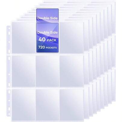40 Pack 9 Pocket Page Protectors720 Pockets Double Sided Card Holder Pages For A 3 Ring Binder Card Protector Sheets Baseball Card Binder Fit For MTG TCG Baseball Standard Cards