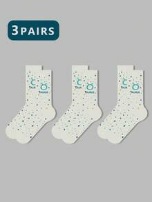 1/2/3 双女士十二生肖袜、白袜、黑袜、中筒袜、艺术袜、运动袜、时尚袜、女童袜、中筒袜、简约袜、休闲袜、适合日常穿着、秋季 - 彩色 - 查看 65