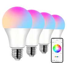 [4pcs Smart Light],Smeileas Smart LED Light Bulb A19, E26 RGBCW Bulb, 9W (60W Equivalent), With Adjustable Colors And Brightness, For All-Purpose Home Lighting, Mood Setting, And Parties