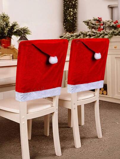6pcs-Christmas Chair Back Cover Holiday Dress Christmas Big Hat Printed Non-Woven Christmas Chair Cover, Can Be Used In The Dining Room, Bedroom, Kitchen Outdoor A Variety Of Scenes,Red Xmas Decorative Dust-Proof Chair Slipcover,Hristmas Chair Covers Classic Red Chair Back Covers Winter Dining Room Seat Covers Washable Chair Slipcovers For Home Kitchen Hotel