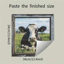 1pc Farm Cow Pastoral Window Scenery Wall Sticker, Countryside Style Animal Daisy Flower Farmhouse Kitchen Decor, Self-Adhesive Removable PVC Decal, Suitable For Living Room, Dining Room, Study, Bathroom, Bedroom Decoration Wallpaper Wall Paper Wall Stickers Wall Decor Wallpaper Stickers Wall Home Decor