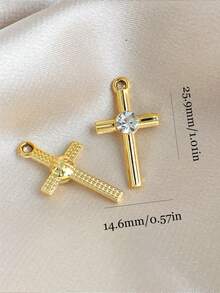 10 件水钻镶嵌合金十字架吊坠耳环珠宝配件适用于 DIY 项链手链