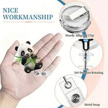 1 rolă retractabilă pentru ecuson de identitate cu model panda drăguț și bambus - acrilic durabil, potrivită pentru asistente medicale, studenți, profesori - cadouri pentru fete, pentru întoarcerea la școală, rechizite școlare, birou, accesorii