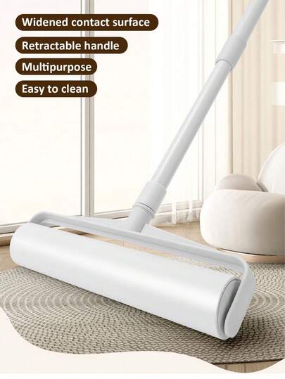 Extra-Sticky Lint Rollers With Paper Core - 9.45'' & 7.48'' Diagonal Tear Design For Pet Hair/Dust On Floors, Carpets, Sofas & Beds (Long Ergonomic Handle, Built-In Hook, Bend-Proof Cleaning Tool, Multi-Surface Fabric Shaver)