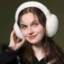 1 paquet de cache-oreilles souples et élastiques pour femmes - style mignon de dessin animé rose et blanc, à laver à la main seulement, accessoire pour temps froid