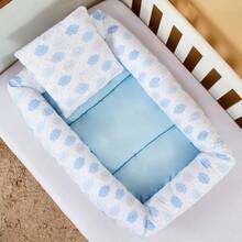 Kit Ninho Redutor + Almofada Amamentação Nuvem Azul - Azul - Visão 3