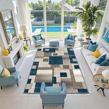 Machine Washable Runner Rugs Non Slip Non Shedding Carpet Area Rugs With TPR Rubber Backing, Low Pile Rugs For Indoor Bedroom Bathroom Living Room Aisle Hallway Balcony Entryway,Foldable Washable Non-Shedding Rug,Influencer Carpet - 藍色 - 查看 15