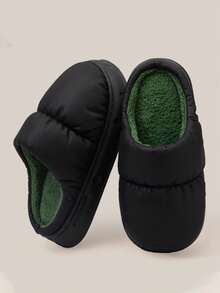 Dép nam ấm áp, Dép đi trong nhà lót nhung mềm mại dày, Dép đi trong nhà đơn giản ấm cúng cho cặp đôi - màu đen - Xem 6