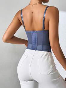 Ins Fashion Tight Bustier Sexy Fitted Strapless Lace Camisole, Refreshing Light Blue - Blue - View 6