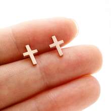 1 Paar Punk Kreuz Ohrstecker, Edelstahl, Party Geschenk