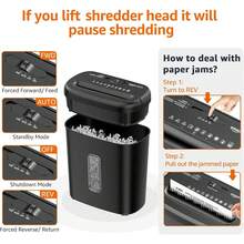 Basics Trituradora de corte transversal de 8 hojas para papel y tarjetas de crédito - Negro - 8 hojas (Modelo nuevo - Blanco) - Ver 3