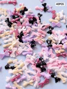 20/40pcs Mini Faux Pearl Bow 3D Resin Small Bow Decorations, Cute Fairy Style Nail Art Stickers, DIY Handmade Decor For Long/Short False Nails, Multi-Color Suitable For Various Occasions, Nail Art Tools Nail Supplies - Multicolor - View 15