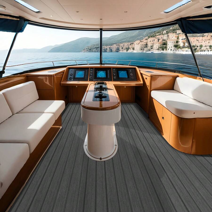 Boat Flooring, EVA Foam Boat Decking 94.5" X 23.6", Non-Slip Self-Adhesive Flooring, 15.5 Sq.Ft Marine Carpet For Boats, Yacht, Pontoon, Kayak Decking - 深灰色 - 查看 1
