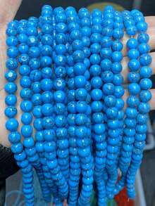 15 Inch 4/6/8/10/12mm Natural Stone Round Beads, Turquoise/White Turquoise/Blue Turquoise, Protective Energy/Prosperity/Chakra Healing Stones, For DIY Jewelry Making/Bracelets/Necklaces And Craft Accessories