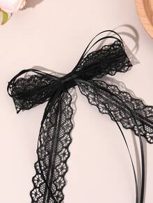 2 件白色和黑色薄纱蝴蝶结发夹，蕾丝压缩夹蝴蝶结发夹，适合女孩青少年礼物婚礼派对的甜美发饰 - 彩色 - 查看 4