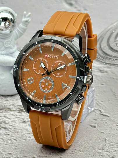 ساعة كوارتز رياضية كاجوال جديدة بسوار سيليكون وقرص كبير للرجال