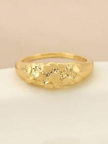 1 Fashionable Asymmetrical Golden Yellow Ring Unique Personalized Versatile Men's And Women's Jewelry Daily Wear Can Be Given To Friends