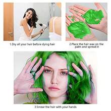 Temporary Hair Color Wax Hair Coloring Styling Wax Colored 4.23.Oz LongLasting Definition Hairstyle Cream Cosplay Party Green